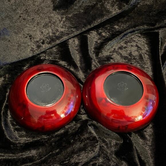 Vintage Aizu Japan Laquerware TRINKET bowls DECOR Asian collectibles Gold Red - Picture 9 of 14